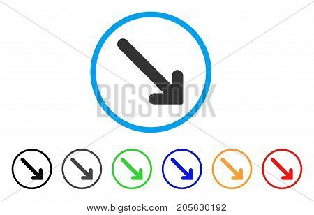 Arrow Down Right icon. Vector illustration style is a flat iconic arrow down right symbol with black, gray, green, blue, red, orange color versions. Designed for web and software interfaces.