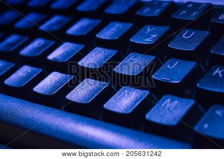 Keyboard, photo of  keyboard in blue light