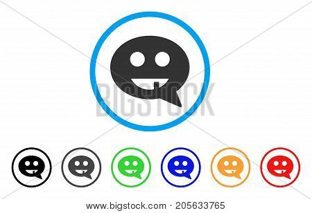 Toothless Smiley Message icon. Vector illustration style is a flat iconic toothless smiley message symbol with black, gray, green, blue, red, orange color variants.