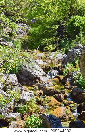 Mountain stream of Prionia Olympus in Greece.
