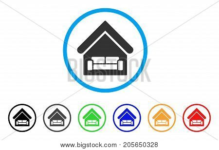 House Interrior rounded icon. Style is a flat house interrior grey symbol inside light blue circle with black, gray, green, blue, red, orange variants. Vector designed for web and software interfaces.