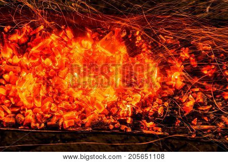 abstract background of burning coals . Photo of an abstract texture