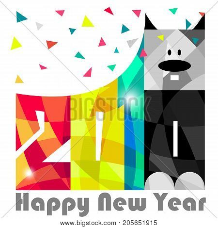 Happy New Year 2018. Year of dog. Greeting Card design. Vector eps 10 for your design