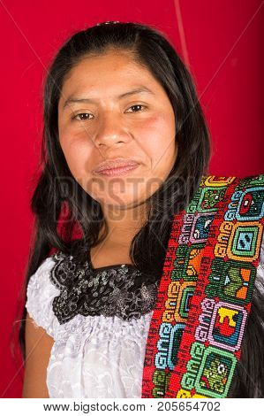 January 20 2015 San Pedro la Laguna Guatemala: portrait of a young mayan woman of the tzutujil ethnic group