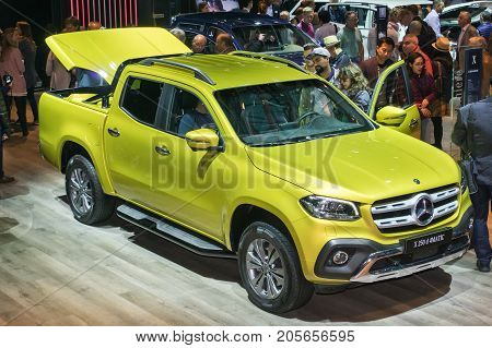 Frankfurt-September 20: Mercedes-Benz X 250 d 4matic at the Frankfurt International Motor Show on September 20 2017 in Frankfurt