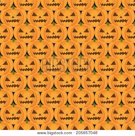 Halloween pumpkin seamless pattern. Scary repeating texture, endless background. Vetor illustration