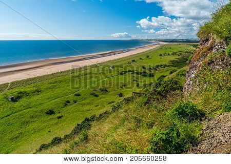 St. Cyrus beach and Montrose Bay, Angus, Scotland.