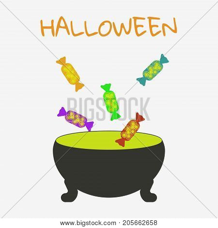 Halloween Candies In Witches Cauldron