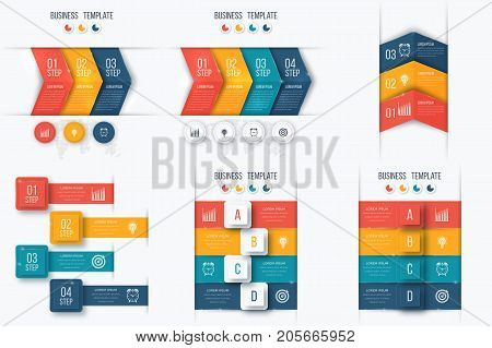 Set with infographics. Data and information visualization. Template. Stock vector. Dynamic infographics stylish geometric. element for design business invitations, gift cards, flyers and brochures