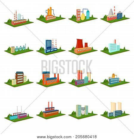 Processing factory, metallurgical plant and other production. Factory and industry set collection icons in cartoon style isometric vector symbol stock illustration