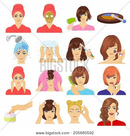Salon, cosmetic, hairdresser and other  icon in cartoon style. Attire, cosmetology, hygiene, icons in set collection.