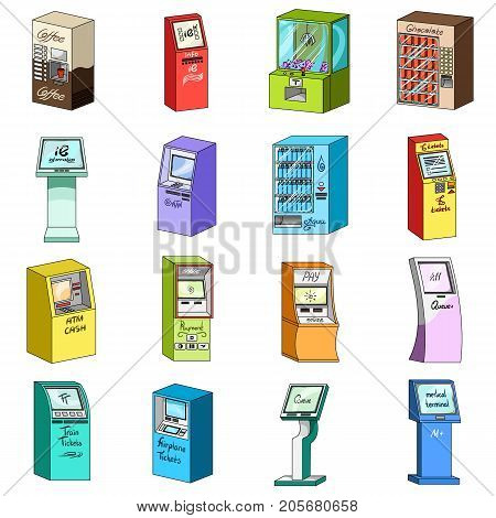 ATM, coffee machine, information apparatus and other types of terminals. Terminals set collection icons in cartoon style isometric vector symbol stock illustration .