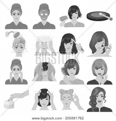 Salon, cosmetic, hairdresser and other  icon in monochrome style. Attire, cosmetology, hygiene, icons in set collection.
