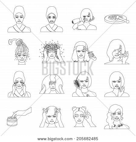 Salon, cosmetic, hairdresser and other  icon in outline style. Attire, cosmetology, hygiene, icons in set collection.