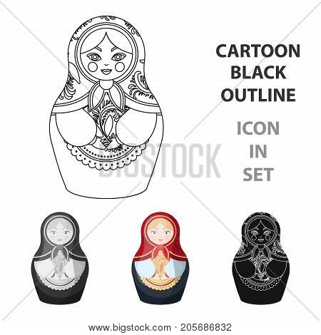 Russian matrioshka icon in cartoon design isolated on white background. Russian country symbol stock vector illustration.