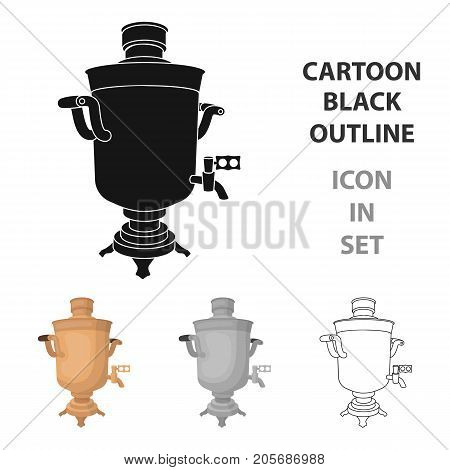 Samovar icon in cartoon design isolated on white background. Russian country symbol stock vector illustration.