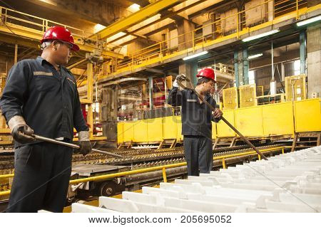 Padaeng industry Mae Sot Tak Thailand February20 2013 : Zinc mine. engineer control machine in factory.