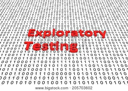 Exploratory testing in the form of binary code, 3D illustration