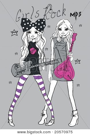 Rock illustration musik kvinde