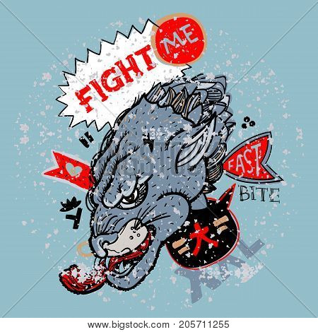 Textured panther and stickers. Vector patch for fashion apparels, t shirt and printed tee design.