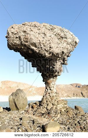 balancing rock at Balandra Beach La Paz Baja California Mexico