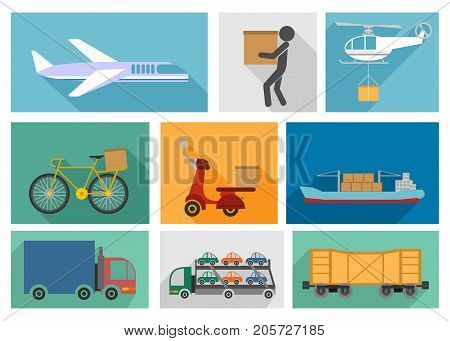 Vector illustration of the nine types of delivery