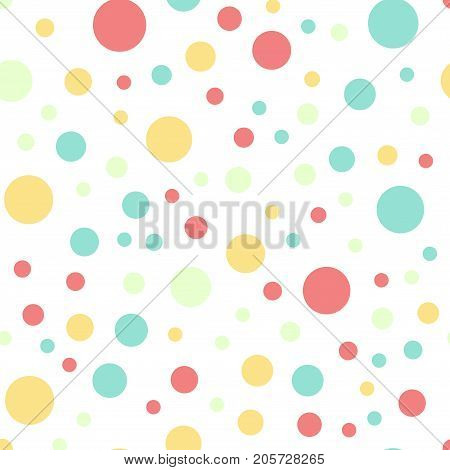 Colorful Polka Dots Seamless Pattern On White 16 Background. Breathtaking Classic Colorful Polka Dot