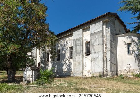 Panoramic view of Medieval church near tomb of Yane Sandanski in Rozhen village, Blagoevgrad region, Bulgaria