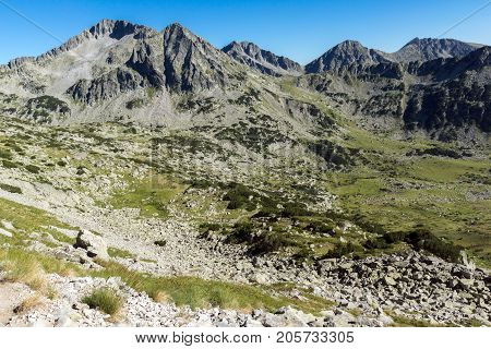 Amazing landscape with Kamenitsa, Yalovarnika, The Toots and The Dolls peaks, Pirin Mountain, Bulgaria