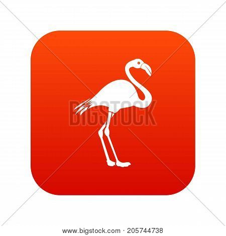 Flamingo icon digital red for any design isolated on white vector illustration