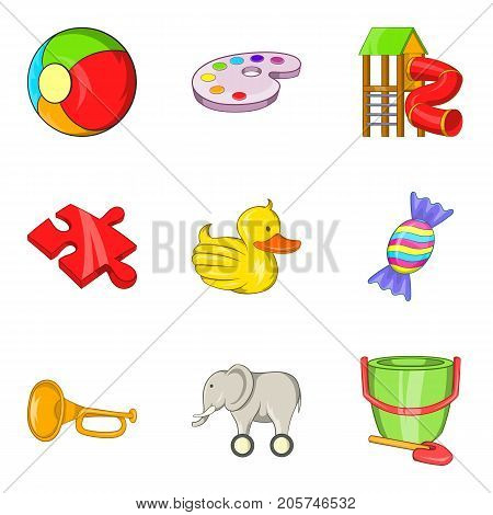 Fledgeling icons set. Cartoon set of 9 fledgeling vector icons for web isolated on white background
