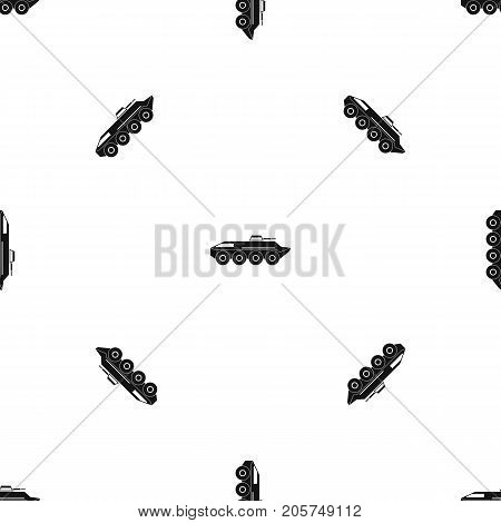 Armored personnel carrier pattern repeat seamless in black color for any design. Vector geometric illustration