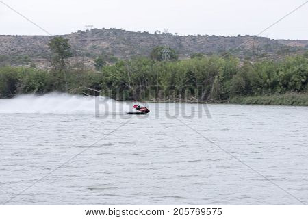 A Water Jet Competing On The River Ebro