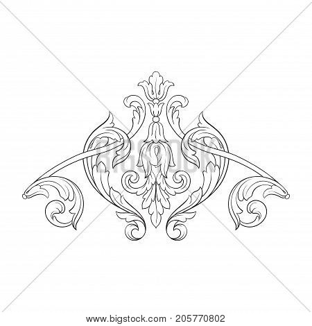 Baroque vector of vintage element for design. Decorative design element filigree calligraphy vector. You can use for wedding decoration of greeting card and laser cutting.