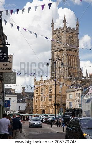 CIRENCESTER, ENGLAND - AUGUST 31, 2017:Old street in Cirencester, England, United Kingdom