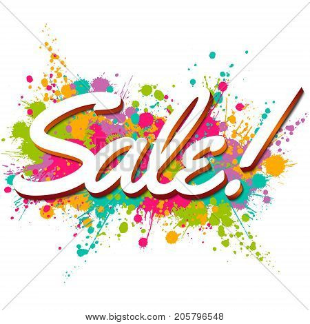 Sale vector template with white text on colorful abstract background