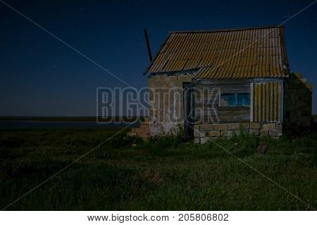 Abandoned haunted house for night horror scene