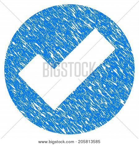 Grunge Apply icon with grunge design and dirty texture. Unclean vector blue Apply pictogram for rubber seal stamp imitations and watermarks. Draft emblem symbol.