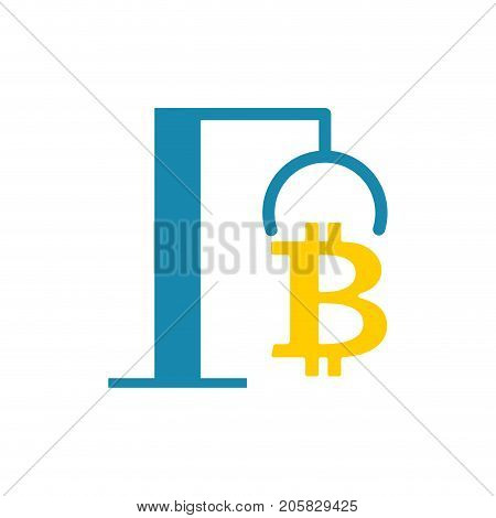 Extraction Bitcoin Icon. Recovery Of Cryptocurrency. Vector Illustration.