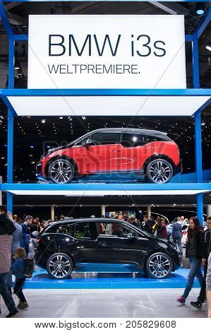 Frankfurt-September 20: BMW i3s at the Frankfurt International Motor Show on September 20 2017 in Frankfurt