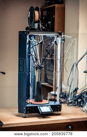 The technology of creating a model on a 3d printer close-up. Progressive modern additive technologies 4.0 industrial revolution