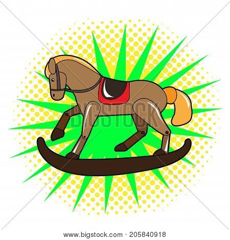 Isolated wooden horse toy on a colored background, Vector illustration