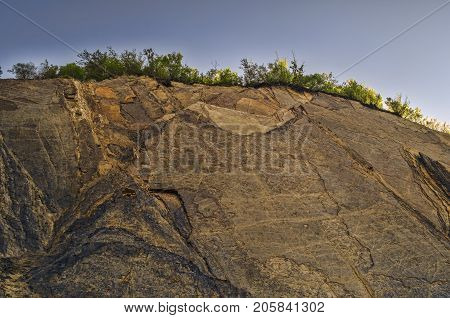 Rocky Mountain With Cracks And Fissures In Sunny Weather At Lahic Big Caucasus Mountains Of Azerbaij
