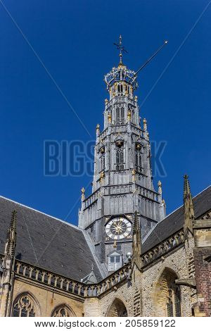 Tower Of The St. Bavo Church In Haarlem