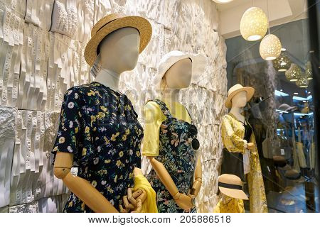BUSAN, SOUTH KOREA - MAY 28, 2017: mannequins at TWEE store at Lotte Department Store