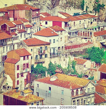 View to Historic Center City of Porto in Portugal Instagram Effect
