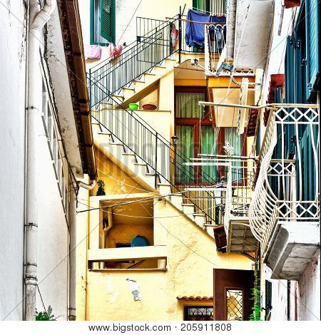 Narrow Street as Stairs in Italian City of Cetara