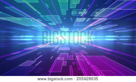 Futuristic Background With Flying Squares