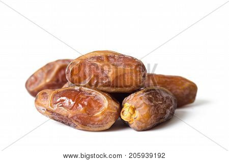 Dried date palm fruit (Deglet Noor) on white background,Ramadan fruit
