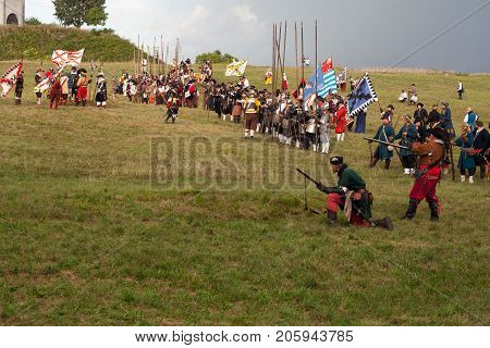 PALMANOVA ITALY - SEPTEMBER 03: Historical Groups dressed in ancient clothes during the historical Reenactment a.d. 1615 on September 03 2017